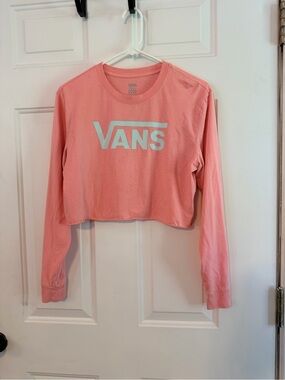 Vans Pink Cropped Long Sleeve Logo Tee
